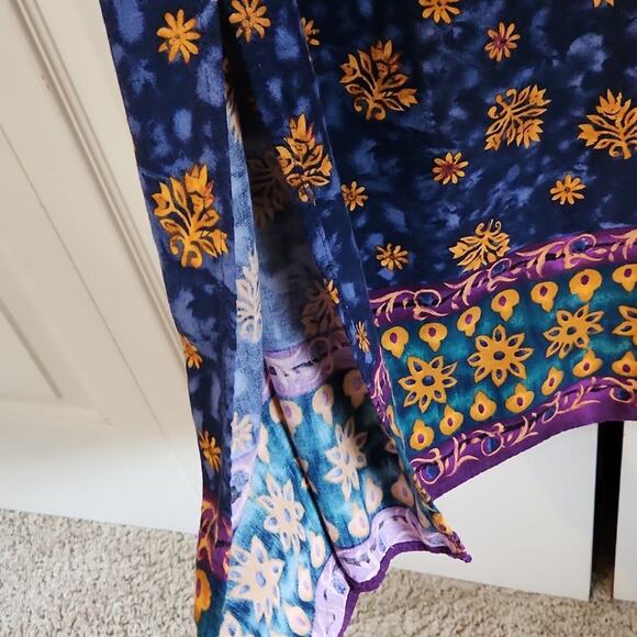 Vintage Impressions Of California Blue Floral Maxi Dress SZ Med Egyptian Hippie - Picture 5 of 10